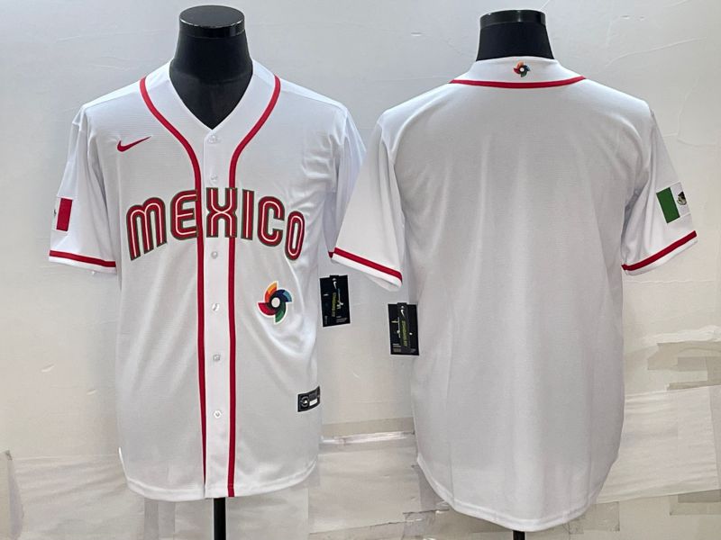 Men 2023 World Cub Mexico Blank White Nike MLB Jersey5